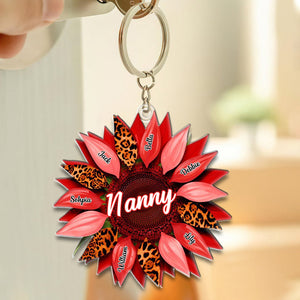 Nana, Mom, Auntie Family Sunflower - Loving Gift For Mother, Grandma - Personalized Acrylic Keychain