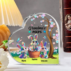 Easter Gift Grandma's Marshmallow Bunny - Personalized Custom Heart Shaped Acrylic Plaque