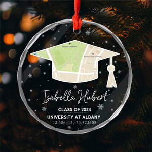 Campus Map Crystal - Personalized Glass Ornament, Custom University Map Graduation Gift