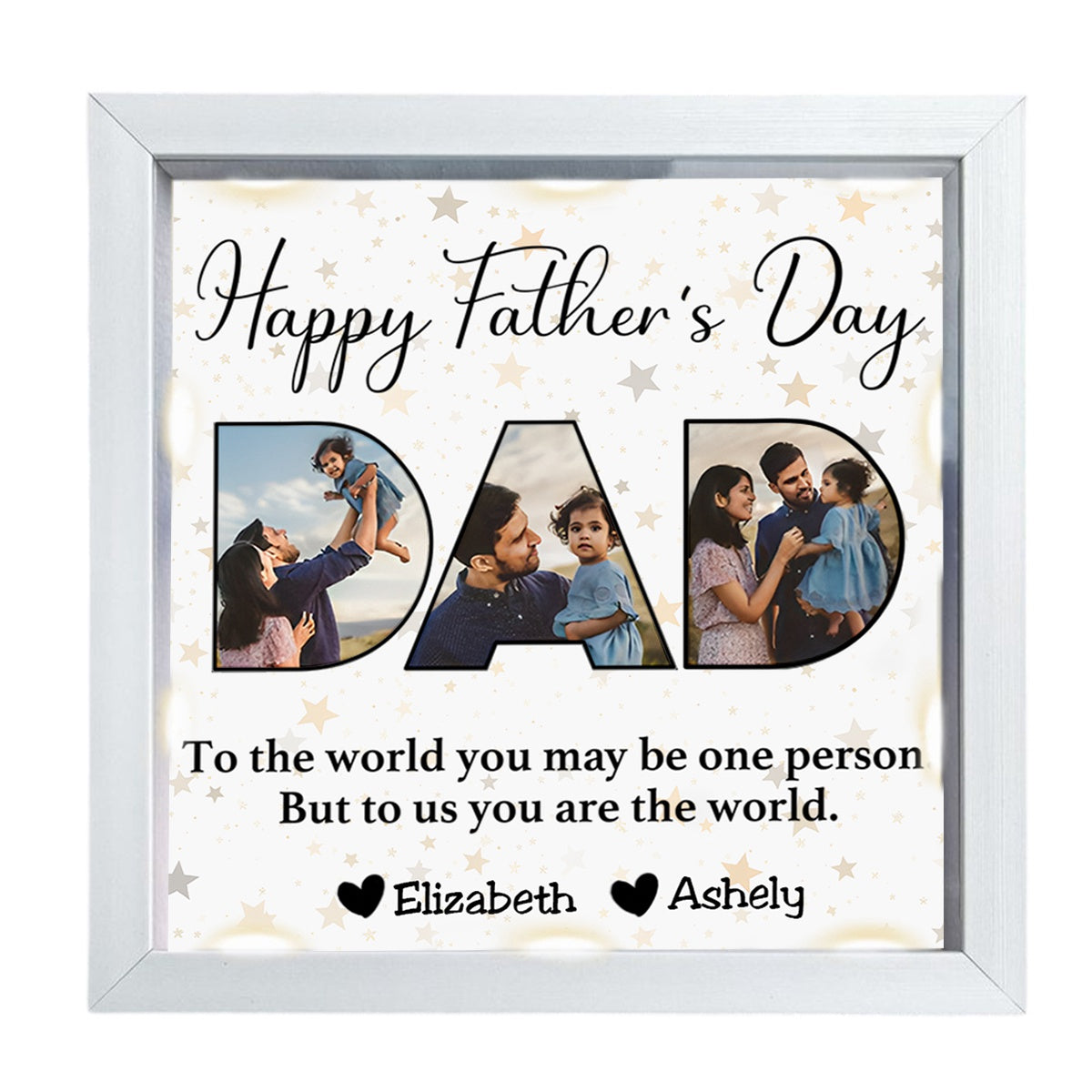 Father - To Me You Are The World - Personalized Light Shadow Box