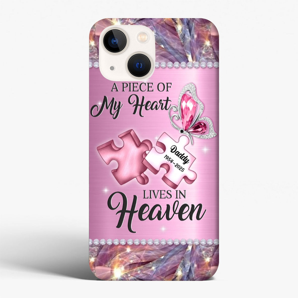 Personalized Memorial Phone Case- A Piece Of My Heart Lives In Heaven - Memorial Gift Idea for Father's Day