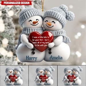 Personalized Acrylic Ornament - Snowman Couple First Christmas