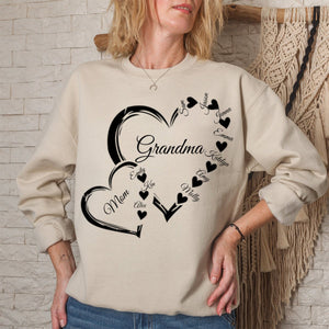 Custom Grandma Mom Heart Sweatshirt - Best Gifts For Grandma/Mom