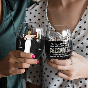 Alcohol Tolerating - Personalized Sisters Custom Wine Glass