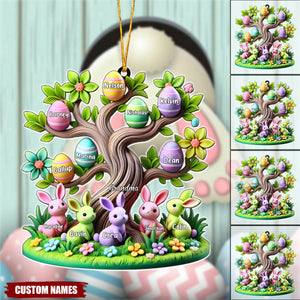 Easter Grandma Bunny Egg Tree Personalized Acrylic Car Ornament