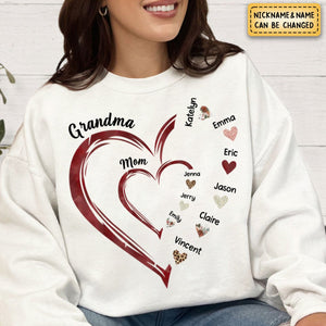 Personalized Heart Mom Grandma And Kids Shirt, Custom Name Sweatshirt