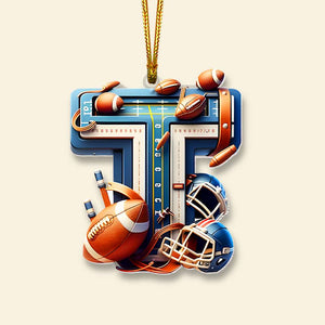 Football Ornament - Personalized Alphabet Letter Gifts With Football Lovers