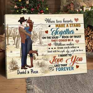 Personalized Cowboy Couple When Two Hearts Make A Stand Together Canvas