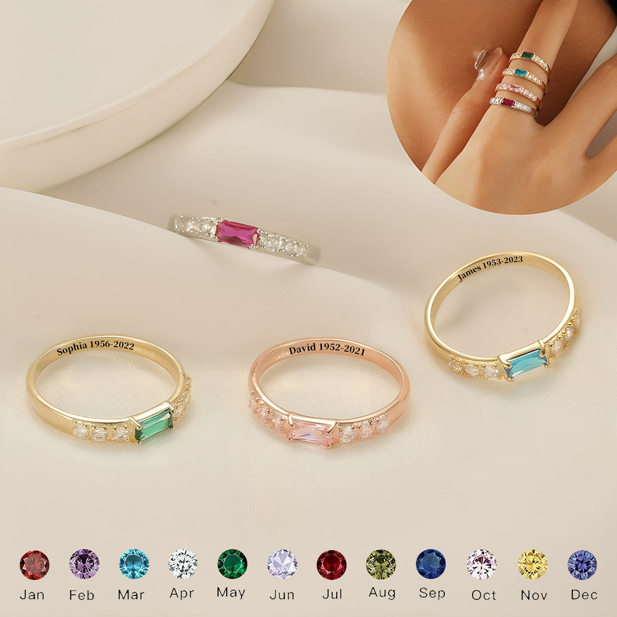 Personalized Birthstone Memorial Ring-- Memorial Gift For Family, Friend