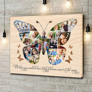 Personalized Butterfly Photo Collage Canvas Poster, Memorial Gifts With Photo