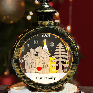 Personalized Christmas Candlelight LED Lantern Family Bear Lamp