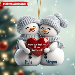 Personalized Acrylic Ornament - Snowman Couple First Christmas