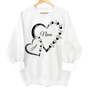 Custom Grandma Mom Heart Sweatshirt - Best Gifts For Grandma/Mom