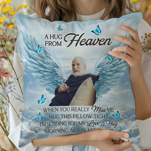 Memorial Personalized Pillow - Custom Photo A Hug From Heaven