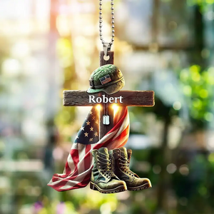 Military Cross Personalized Name Shaped Acrylic Ornament