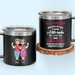 Gift For Old Friends Thank You For - Personalized 14oz Stainless Steel Tumbler With Handle