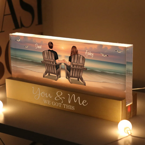 Personalized Acrylic Block LED Night Light - Eternal Sunset Beach Couple