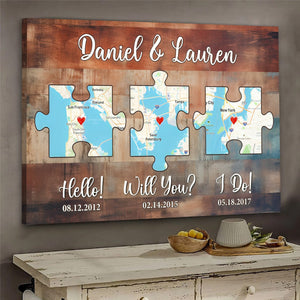 Personalized Couple Anniversary Gift, Wood Pallet Style - Map Poster