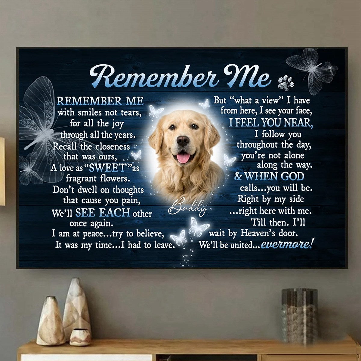 Personalized Remember Me Dog Memorial Canvas