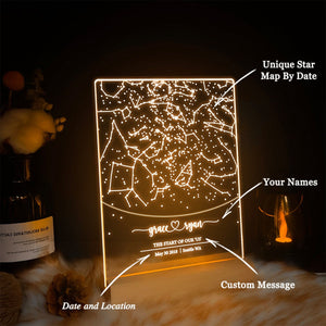 Custom star map by date,Personalized Couple Constellation LED Night Light Acrylic Plaque