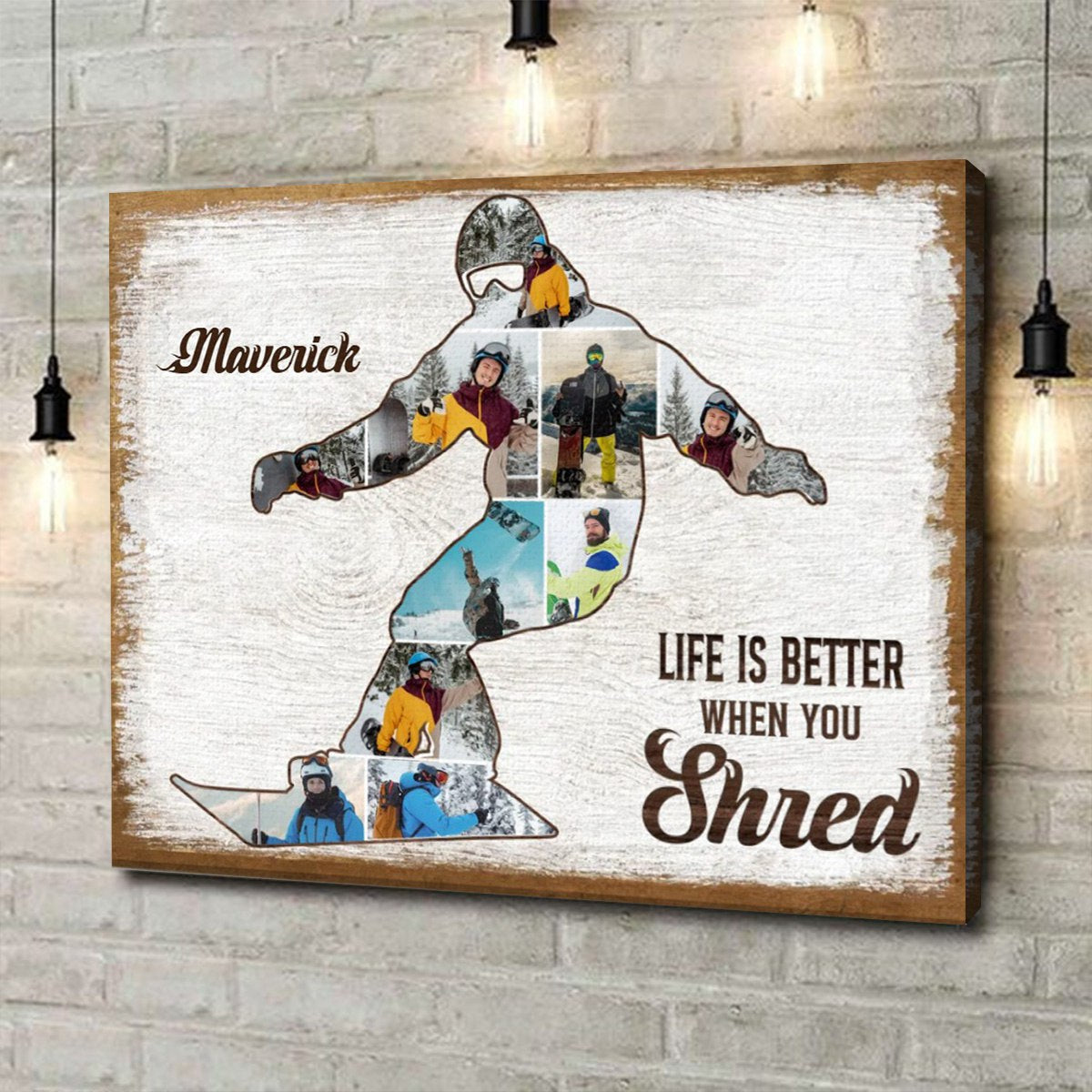 Personalized Snowboarding Canvas, Custom Snowboard Photo Collages Poster, Gift For Snowboarder, Snowboard Lover