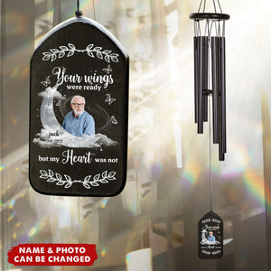 Memorial Upload Photo On Moon Personalized Wind Chimes