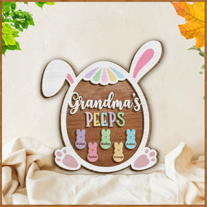 Grandma Nana Mimi Easter Bunnies - Personalized 2-Layer Wooden Plaque