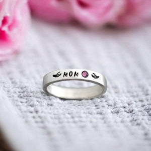 Personalized Angel Wings Memorial Stone Ring