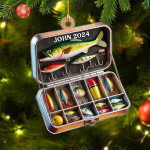 Personalized Fishing Tackle Box Acrylic Ornament, Fisherman Ornament