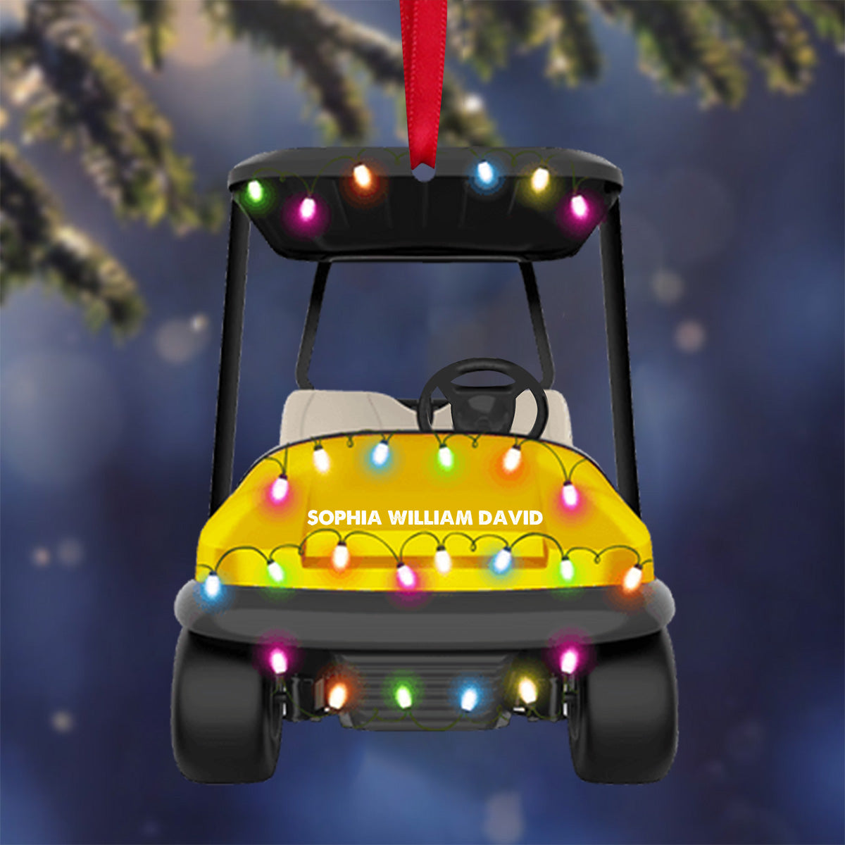 Gift for Golfers - Driving A Golf Cart Personalized Christmas Acrylic Ornament