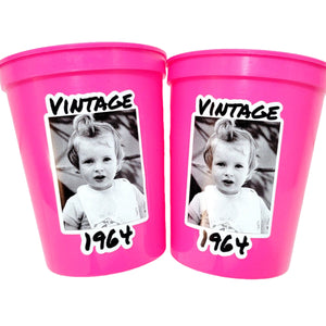 Personalized Colorful Vintage Plastic Cups Party Decorations