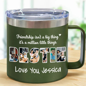 Gift For Sister/Friend/BFF/Bestie/Cousins - Personalized 14oz Stainless Steel Tumbler With Handle