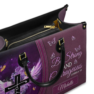 Personalized Be strong and courageous-Bible Verse Leather Bag