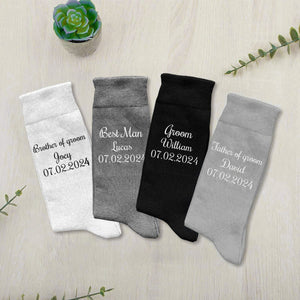 Personalized Dark Navy Groom, Best Man Socks