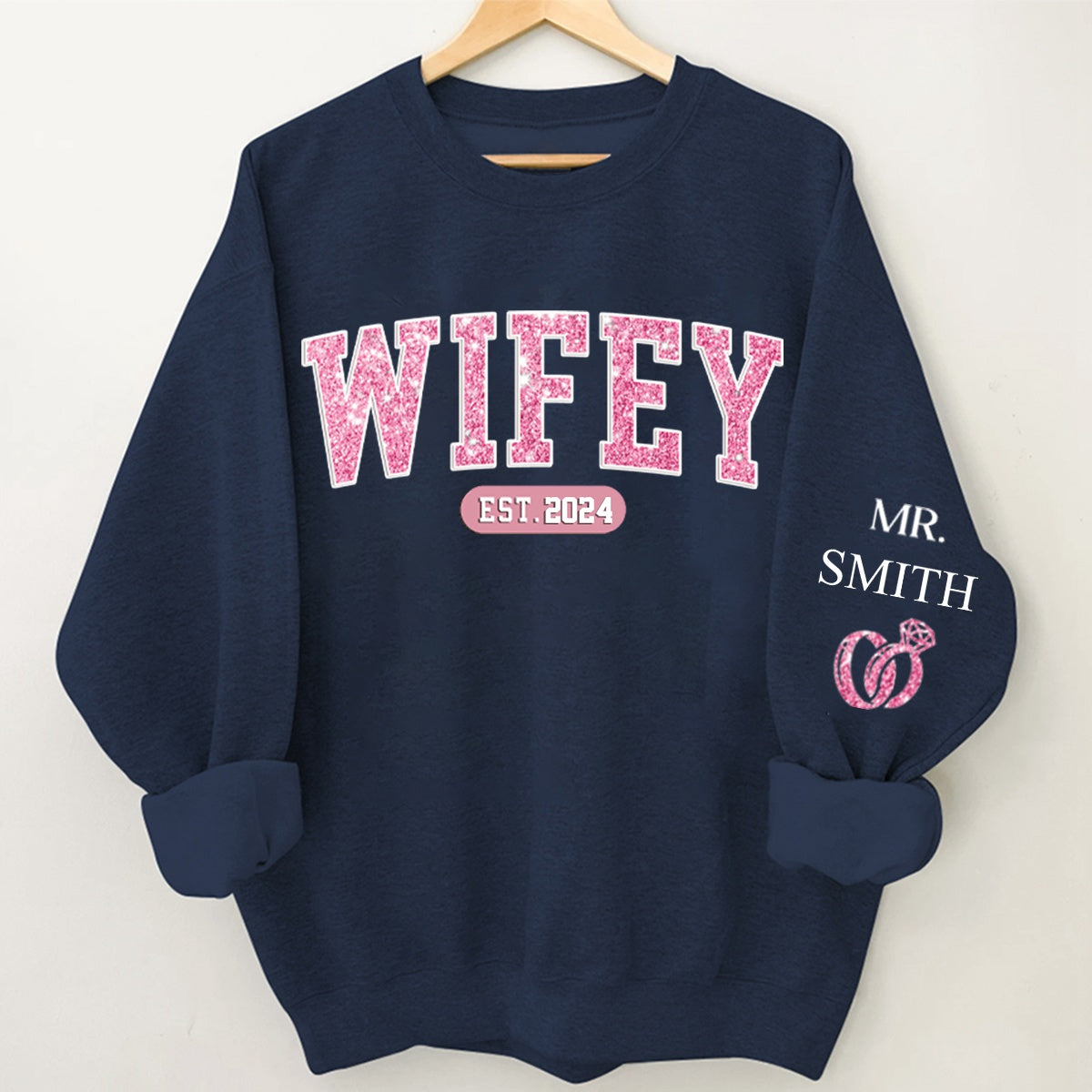 Couple Personalized Unisex Sweatshirt With Design On Sleeve - Gift For Husband Wife, Anniversary