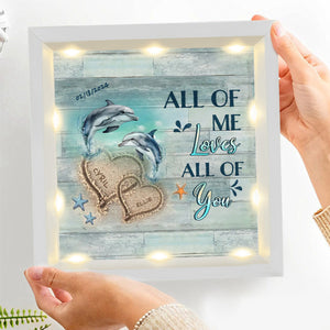 Personalized Beach and Turtles Couple Gift Light Shadow Box