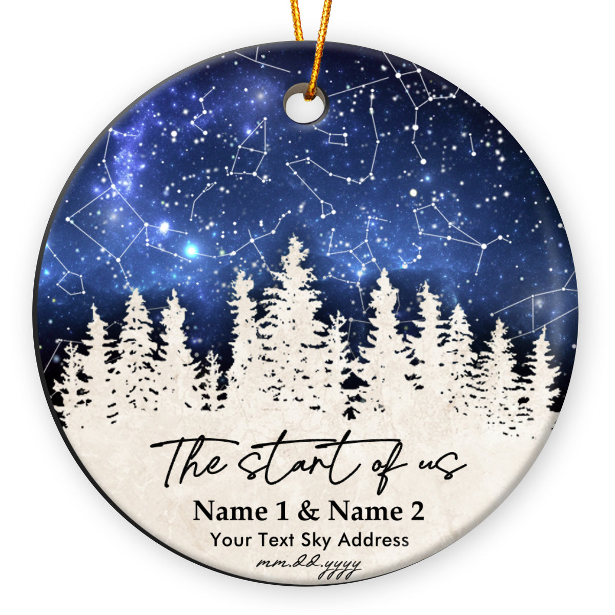 Personalized Star Map Couple Christmas Ceramic Ornament