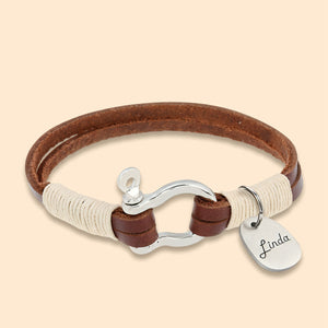 Personalized Equestrian Horsebit Leather Bracelet with Name Horse Lovers Jewelry