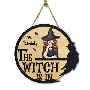 Halloween The Witch Is In - Personalized Custom Shaped Wood Sign Gift