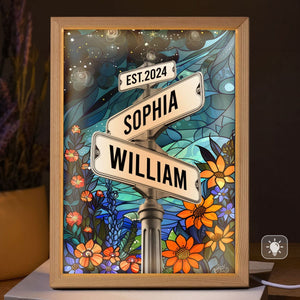 Custom Names Couple Street Sign Personalized Light Up Picture Frame