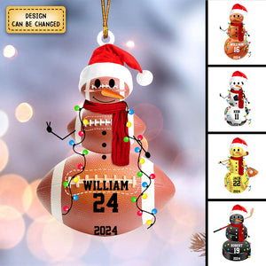 Baseball Snowman - Gifts For Players, Team, Boys - Personalized Acrylic Ornament