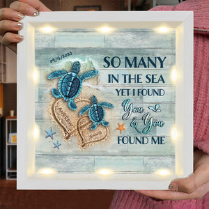 Personalized Beach and Turtles Couple Gift Light Shadow Box