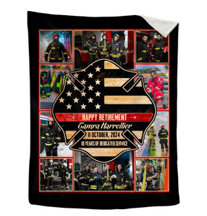 Custom Firefighter Photo Collage Personalized Firefighter Retirement Blanket