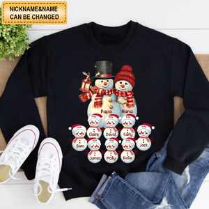 Couple Snowman Christmas Grandma Grandpa With Grandkids Personalized Sweatshirt