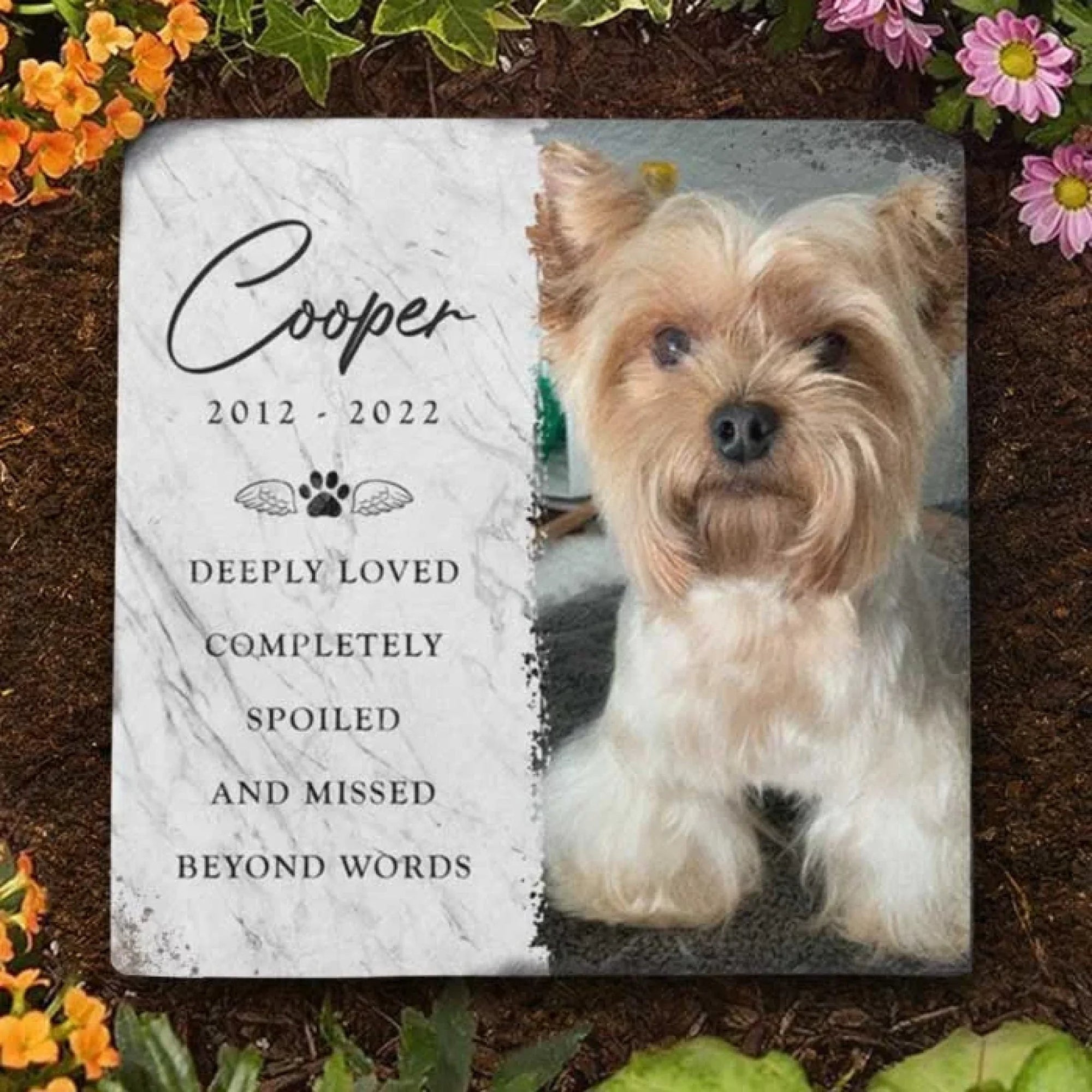 Custom Photo Deeply Loved - Personalized Memorial Stone Slate Gift For Pet Lovers