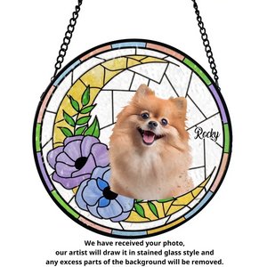 Gifts For Pet Lover - Custom Pet Photo - Personalized Window Hanging Suncatcher Ornament