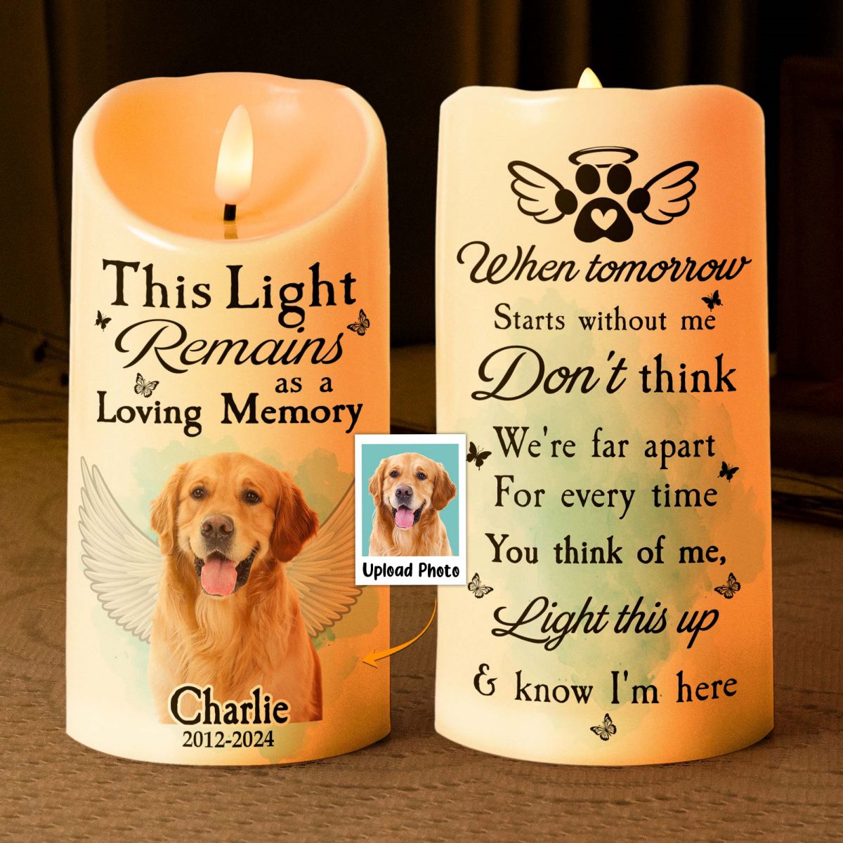 Every Time Miss Me Light This Up And Know I'm Here Personalized Photo LED Candle