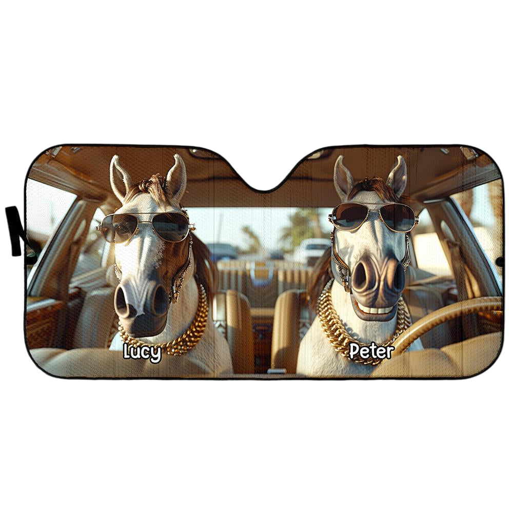 Personalized Auto Horse Windshield Sunshade - Custom Shade Mesh Horse