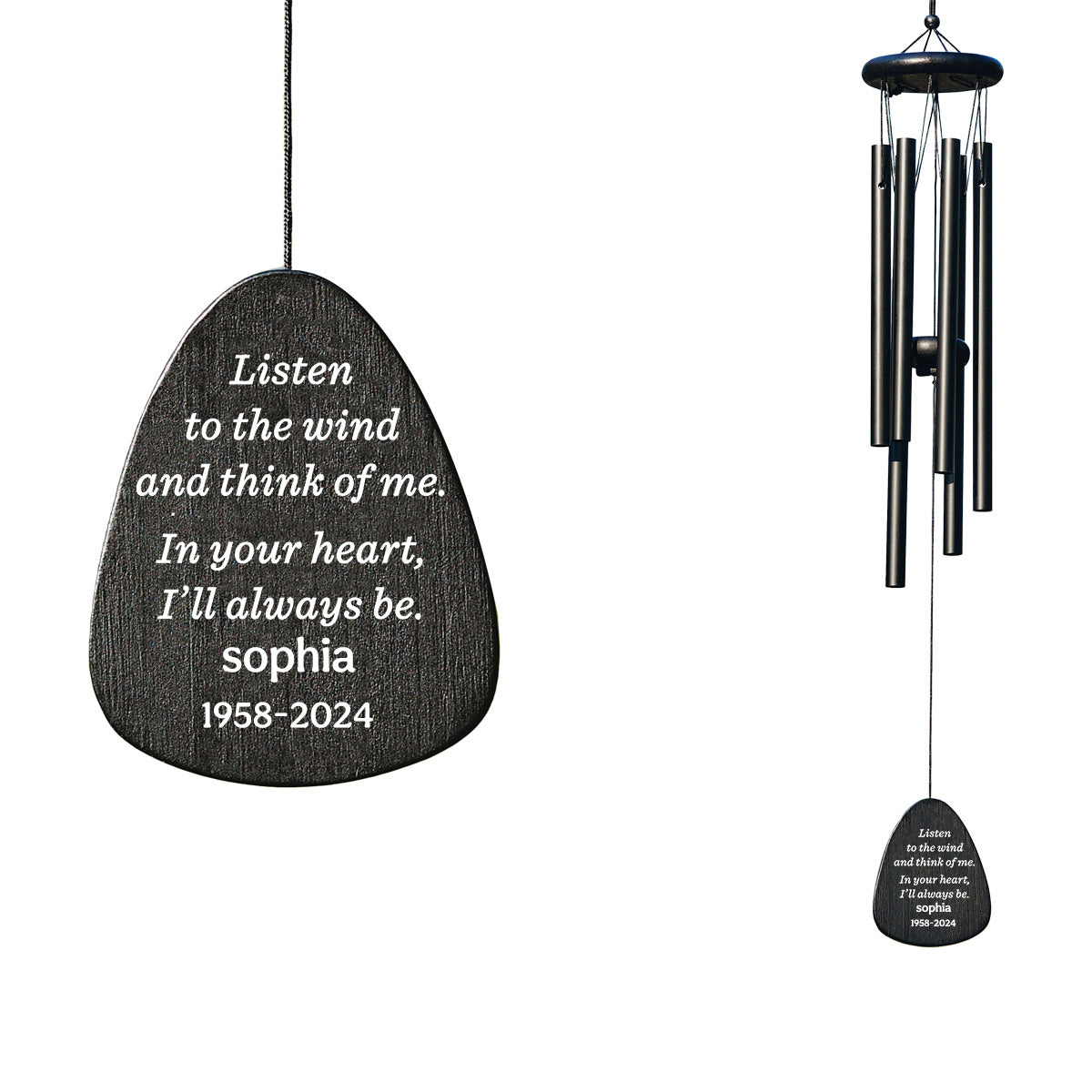 Listen To The Wind And Think Of Me-Personalized Memorial Wind Chimes