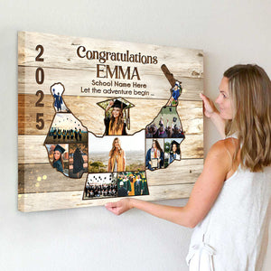 Personalized Graduation Photo Collage Canvas Poster, Graduation Gift, Class of 2025, Senior Gift